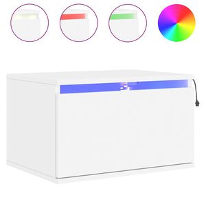 vidaXL Zidni noćni ormarić s LED svjetlima bijeli