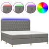 vidaXL Krevet box spring s madracem LED tamnosivi 200x200 cm tkanina