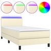 vidaXL Krevet box spring s madracem LED krem 100x200cm od umjetne kože