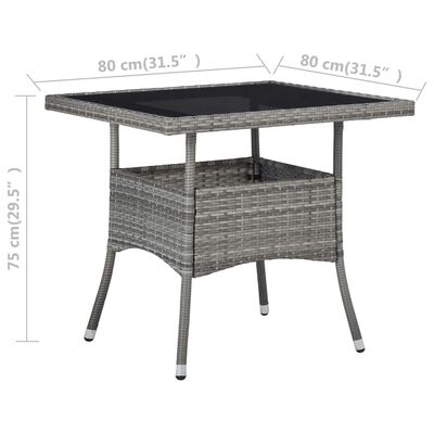 vidaXL Vrtni blagovaonski stol od poliratana i stakla sivi