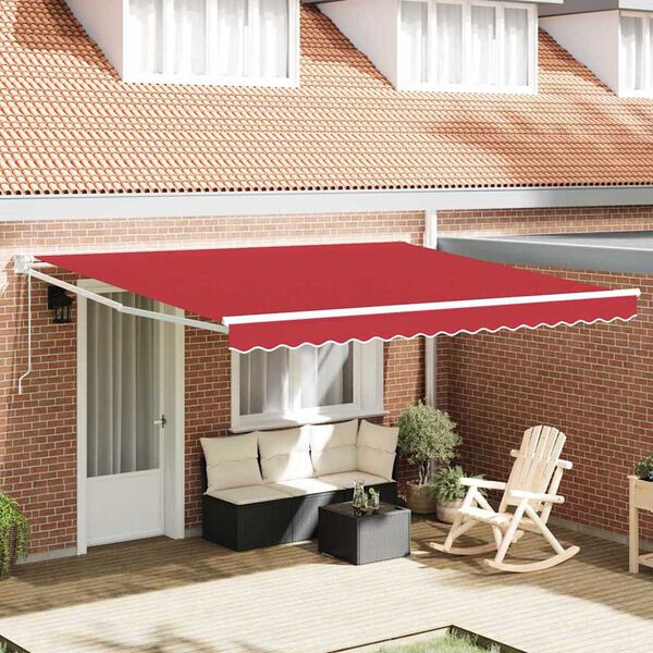 vidaXL Skrovita tenda Crvena 400 &times; 300 cm tkanina