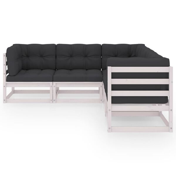 vidaXL 5-dijelna vrtna garnitura od masivne borovine s jastucima