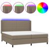vidaXL Krevet box spring s madracem LED smeđesivi 200x200 cm tkanina