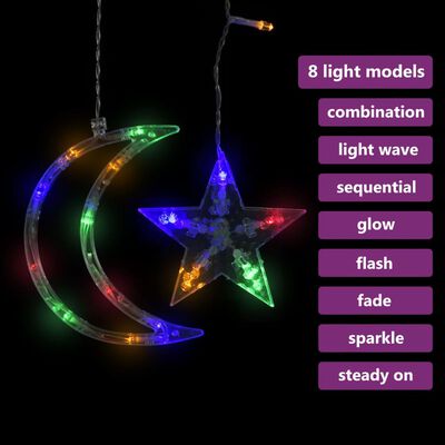 vidaXL Vilinska svjetla zvijezde i mjeseci s daljinskim 345 LED šarena