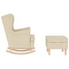 vidaXL Stolica za ljuljanje od tkanine s tabureom krem