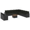vidaXL 12-dijelni set vrtnih sofa od poliratana s jastucima crni