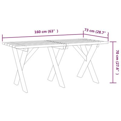 vidaXL Vrtni stol 160 x 73 x 70 cm od impregnirane borovine
