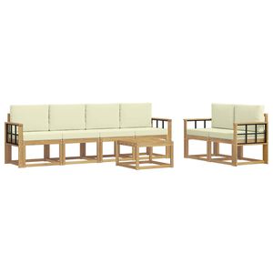 vidaXL Set vanjskih sofa s jastukom 7 pcs Bijela i krem
