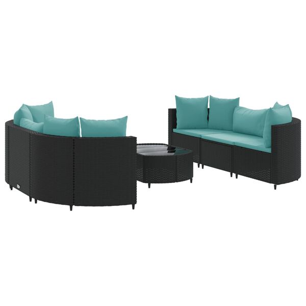 vidaXL 7-dijelni set vrtnih sofa od poliratana s jastucima crni