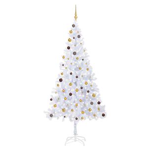 vidaXL Umjetno osvijetljeno božićno drvce s kuglicama 210 cm 910 grana