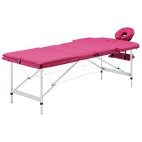 vidaXL Sklopivi stol za masažu s 3 zone aluminijski ružičasti