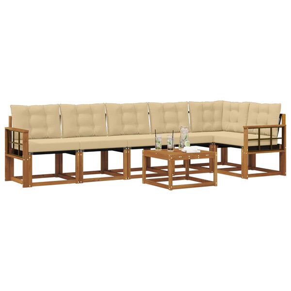 vidaXL Set vanjskih sofa s jastukom 7 pcs Prirodna i bež