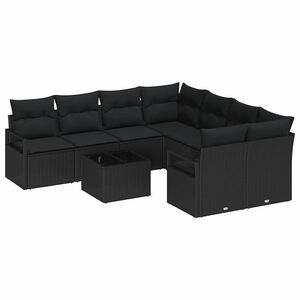vidaXL Set sofe 9 kom. 8-Broj sjedala Crna poliratan