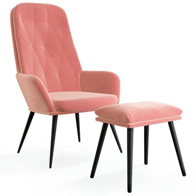 vidaXL Stolica za opuštanje s tabureom ružičasta baršunasta