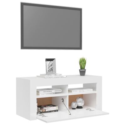 vidaXL TV ormarić s LED svjetlima visoki sjaj bijeli 90 x 35 x 40 cm