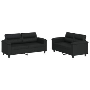 vidaXL 2-dijelni set sofa s jastucima crni od umjetne kože