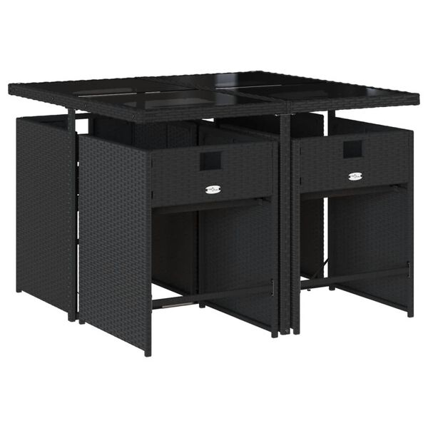 vidaXL 5-dijelni vrtni blagovaonski set s jastucima od poliratana crni