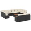 vidaXL 14-dijelni set vrtnih sofa s jastucima poliratan crni