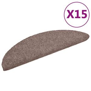 vidaXL Prostirke za stepenice, samoljepljive, 15 kom, 56x17x3 cm, svijetlosmeđe, poluokrugle
