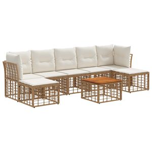 vidaXL Set vanjskih sofa 8 kom. Prirodna i krema bijela Poliester