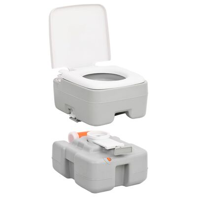 vidaXL Prijenosni toalet za kampiranje sivo-bijeli 15 + 10 L HDPE