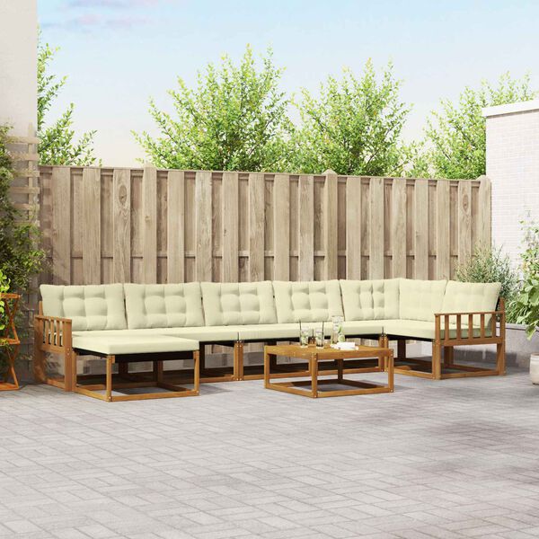 vidaXL Set vanjskih sofa 22 pcs Prirodna i krem Čvrsto drvo akacije