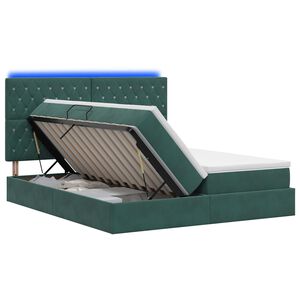 vidaXL LED krevet za pohranu s madracem Tamnozelena 200 x 200 cm