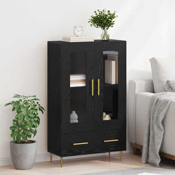 vidaXL Highboard s ladicama Crni hrast 69,5 x 31 x 115 cm
