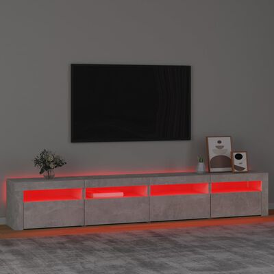 vidaXL TV ormarić s LED svjetlima siva boja betona 240x35x40 cm