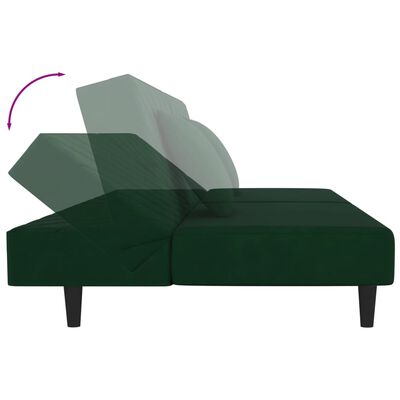 vidaXL Dvosjed na razvlačenje s dva jastuka tamnozeleni baršunasti