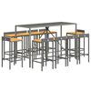 vidaXL 11-dijelni vrtni barski set sivi od poliratana i drva bagrema