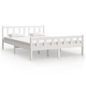vidaXL Okvir za krevet od masivne borovine bijeli 150 x 200 cm king