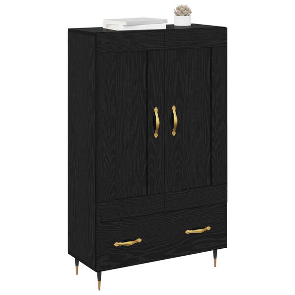 vidaXL Highboard Crni hrast 69,5 x 31 x 115 cm Konstruirano drvo