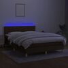 vidaXL Krevet box spring s madracem LED tamnosmeđi 140x190 cm tkanina