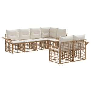 vidaXL Set vanjskih sofa 7 kom. Prirodna i krema bijela Poliester