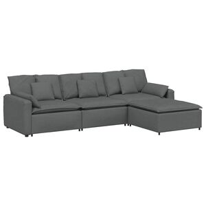 vidaXL Modularna sofa s podnožjem i jastucima tamno siva