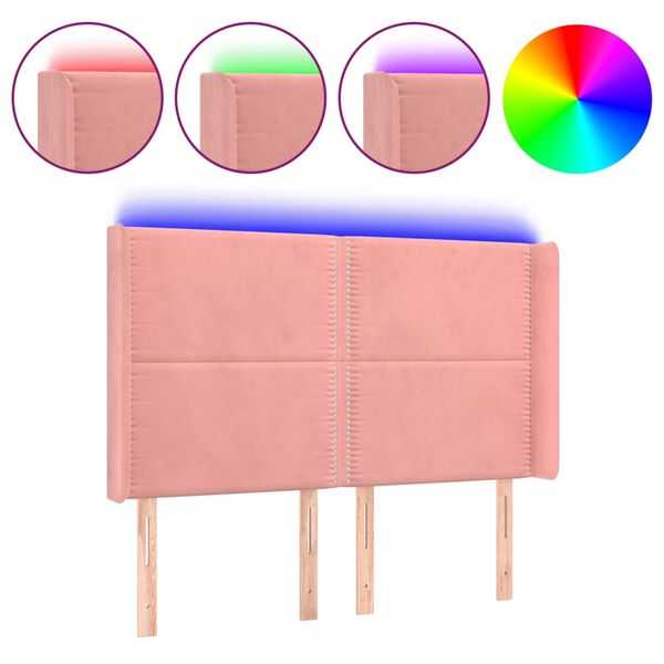 vidaXL LED uzglavlje ružičasto 147x16x118/128 cm bar&scaron;unasto