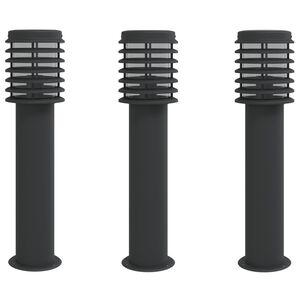 vidaXL Vanjske podne svjetiljke 3 kom crna 60 cm nehrđajući čelik
