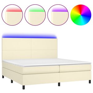 vidaXL Krevet box spring s madracem LED krem 200x200cm od umjetne kože