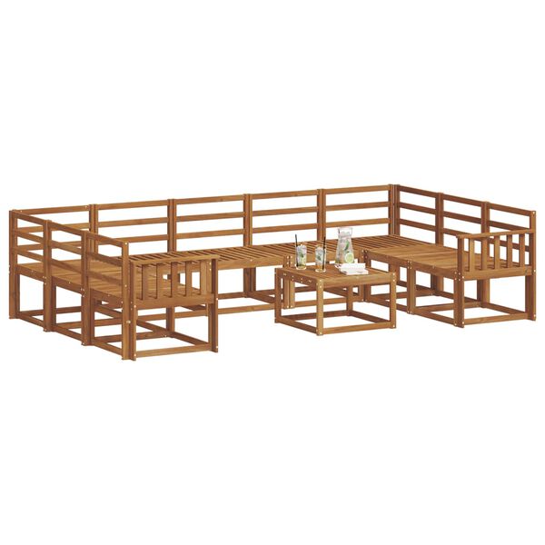 vidaXL Set vanjskih sofa 10 pcs Prirodna Čvrsto drvo akacije