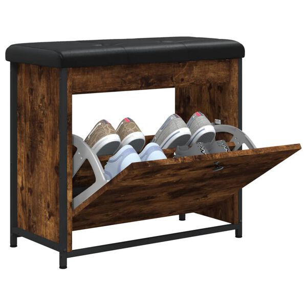 vidaXL Klupa za cipele s preklopnom ladicom boja hrasta 62x32x56 cm