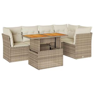 vidaXL 6-dijelni set vrtnih sofa s jastucima bež od poliratana