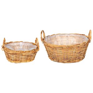 vidaXL Ko&scaron;arica za saksije s pohranom 2 pcs Smeđa Lacak ratan