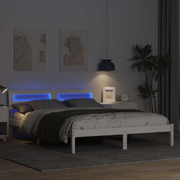 vidaXL Krevetna konstrukcija Bijelo 140 x 200 cm Čvrsto borovo drvo