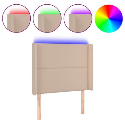 vidaXL LED uzglavlje boja cappuccina 103x16x118/128 cm od umjetna koža
