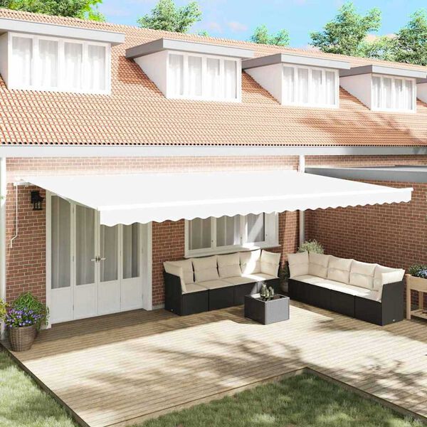 vidaXL Skrovita tenda Bijelo 600 &times; 350 cm Poliester i aluminij