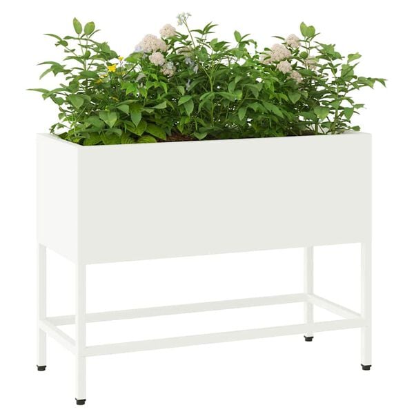 vidaXL Povi&scaron;eni Vrtni Planter Bijelo 60 x 26 x 48 cm Čelik