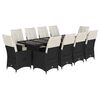 vidaXL 11-dijelni vrtni bistro set od poliratana s jastucima crni