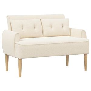 vidaXL Ljubavni kauč s gumbima Krem 117 x 67 x 77 cm Boucl&eacute;
