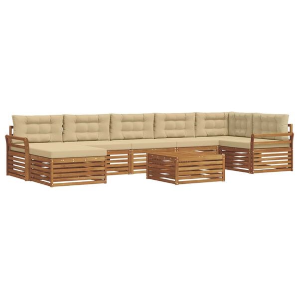vidaXL Set vanjskih sofa 8 pcs Prirodna i bež Čvrsto drvo akacije